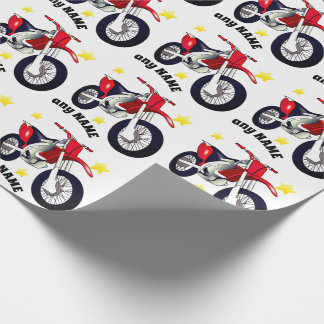 Rode motorfiets en cadeaupapier met eigen bericht