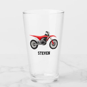 Rode Motorfiets Naam Cool Dirtbike Sport Hobby Glas