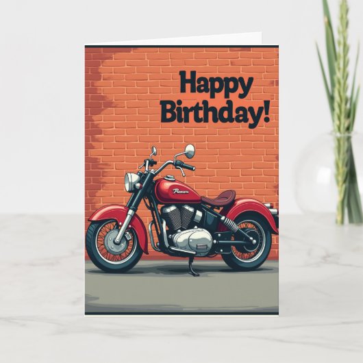 Rode motorfiets verjaardagskaart kaart (Voorkant)