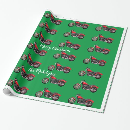 Rode motorfietsen op papier voor de groenkerstverp (Uitgerold)