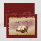 Rode mousserende Rozen op goudkleurige bijbelpagin Briefkaart (Voorkant / Achterkant)