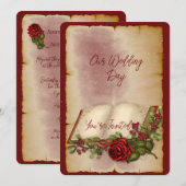 Rode mousserende Rozen op goudkleurige bijbelpagin Kaart (Voorkant / Achterkant)