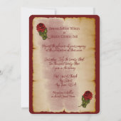 Rode mousserende Rozen op goudkleurige bijbelpagin Kaart (Achterkant)