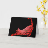 Rode Mozaïek Kat Custom Wenskaarten Kaart (Gele Bloem)