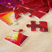 Rode mozaïekhexagon abstract glanzend patroon legpuzzel (Zijkant)