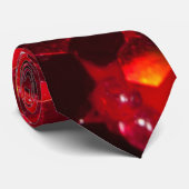 Rode mozaïekhexagon abstract glanzend patroon stropdas (Opgerold)