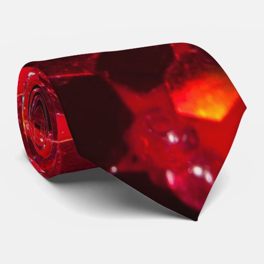 Rode mozaïekhexagon abstract glanzend patroon stropdas (Opgerold)