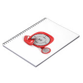 Rode mp3-speler en bekabelde oortelefoons notitieboek (Linkerzijde)