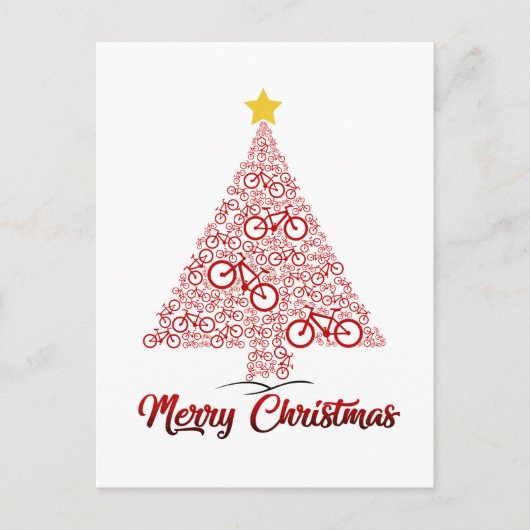Rode MTB Fiets Kerstboom Vrolijk Kerstfeest Briefkaart (Voorkant)