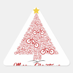 Rode MTB Fiets Kerstboom Vrolijk Kerstfeest Sticker