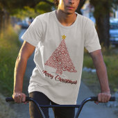 Rode MTB Fiets Kerstboom Vrolijk Kerstfeest T-shirt