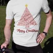 Rode MTB Fiets Kerstboom Vrolijk Kerstfeest T-shirt