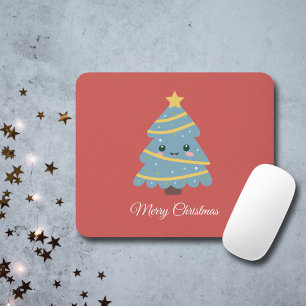 Rode Muismat met kerstboom in Kawaii