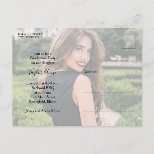 Rode Multi Foto Afstudeerfeest uitnodiging (Achterkant)