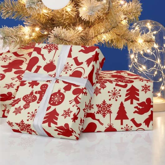 Rode Multi Patroon Feestelijke Kerst Inpakpapier (Feestdagen)