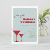 Rode munt met kerstfeestcocktail martini retro kaart (Staand voorkant)