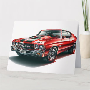 RODE MUSCLE AUTO VERJAARDAGSKAART BEDANKKAART