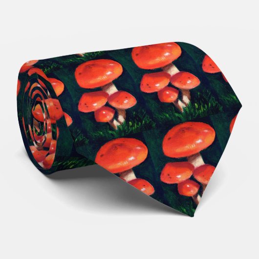 RODE MUSHROOMS STROPDAS (PASTEL ART) (Opgerold)