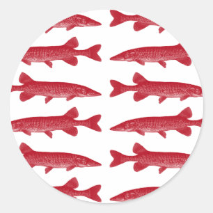 Rode muskie vis ronde sticker
