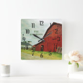 Rode muur in het landschap van het Schilderachtig  Vierkante Klok (Huis)