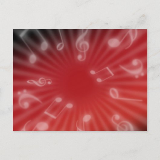 Rode muziek briefkaart (Voorkant)
