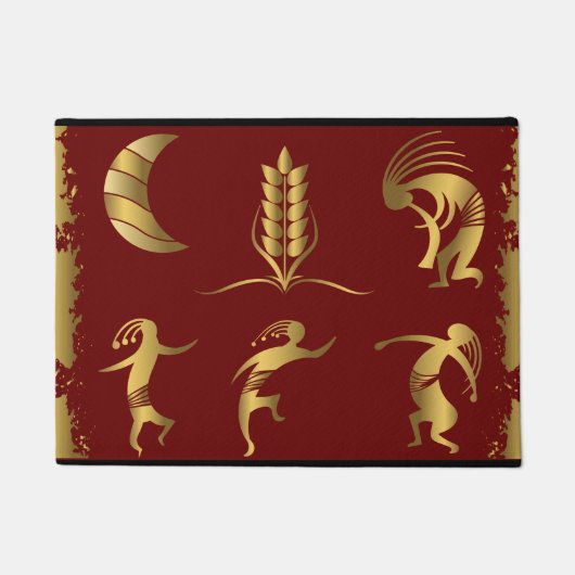 Rode muziek Dansen Kokopellis Rug Deurmat (Voorkant)