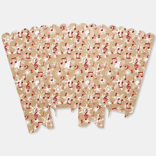 Rode muziek en sneeuw op papieren tas bedankdoosjes (Ongevouwen)