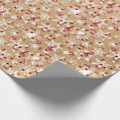 Rode muziek en sneeuw op papieren tas cadeaupapier (Hoek)