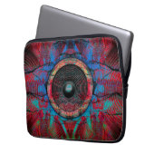 Rode muziekluidspreker laptop sleeve (Voorkant Links)