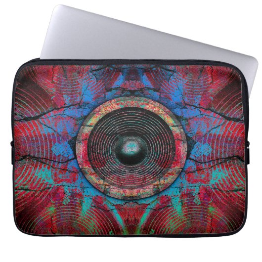 Rode muziekluidspreker laptop sleeve (Voorkant)