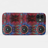 Rode muziekluidsprekers op een gekraakt wandpatroo Case-Mate iPhone case (Achterkant (horizontaal))