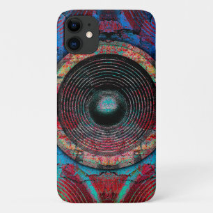 Rode muziekluidsprekers op een gekraakte muur Case-Mate iPhone case