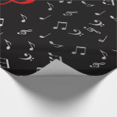 rode muzieknoten en zilverzwart cadeaupapier (Hoek)