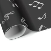 rode muzieknoten en zilverzwart cadeaupapier (Rol Hoek)