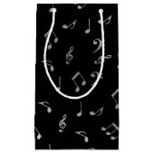 rode muzieknoten en zilverzwart klein cadeauzakje (Voorkant)