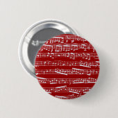 Rode muzieknoten ronde button 5,7 cm (Voorkant /achterkant)