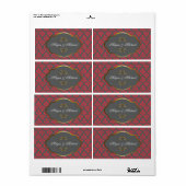 Rode n Brown Damask trouwlabels Etiket (Full Sheet)