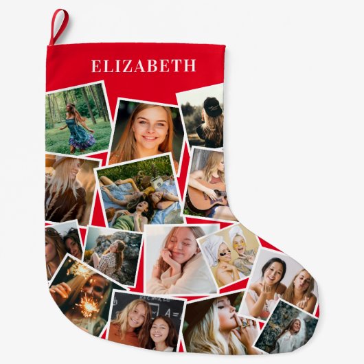 Rode naam Foto Collage Grote kerststaart Grote Kerstsok (Voorkant)