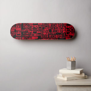 Rode Naam herhaald over zwart Persoonlijk Skateboard