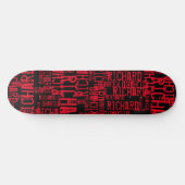 Rode Naam herhaald over zwart Persoonlijk Skateboard (Horizontaal)