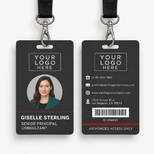 Rode naam ID-badge Werknemerslogo Foto Bar Code Badge