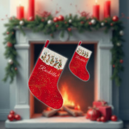 Rode Naam Marcherende Excentrieke Kerstherten Kleine Kerstsok