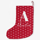 Rode naam Monogram Polka Dots Dubbelzijdig Kleine Kerstsok (Achterkant)