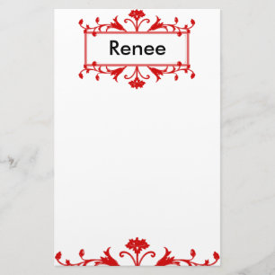 Rode naam of monogram briefpapier