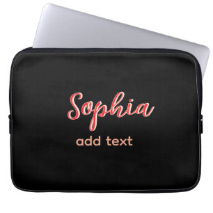 Rode naam toevoegen meisje baas tekst zwart elegan laptop sleeve