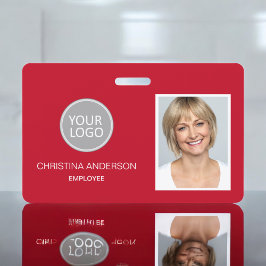 Rode naam van werknemer Logo Foto bedrijfswerk Badge