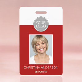 Rode naam van werknemer Logo Foto bedrijfswerk Badge