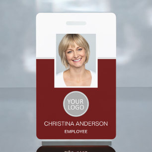Rode naam van werknemer Logo Foto bedrijfswerk Badge