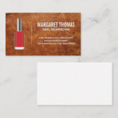 Rode nagellak | Bruine leren textuur achtergrond Visitekaartje (Voorkant / Achterkant)