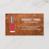 Rode nagellak | Bruine leren textuur achtergrond Visitekaartje (Voorkant)